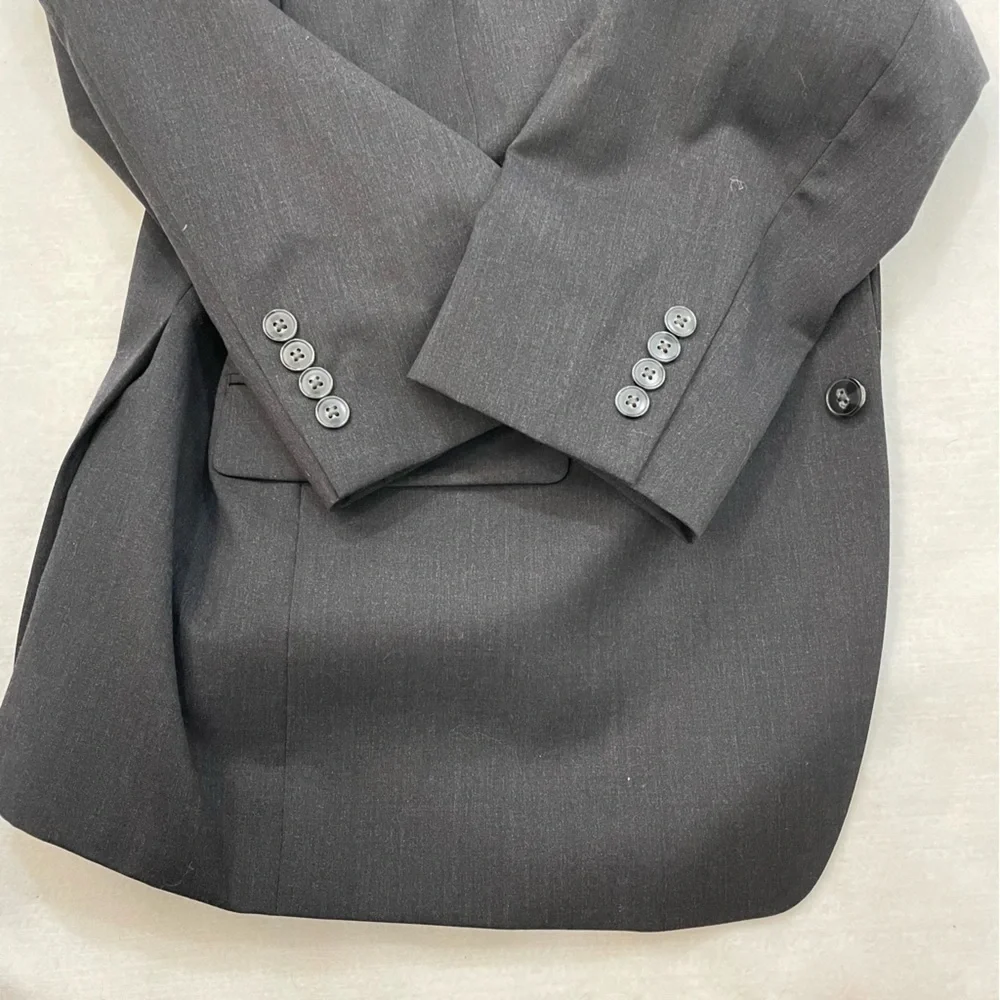 Calvin Klein 100% Wool Charcoal blazer 2 button suit jacket classic fit 46 Reg
